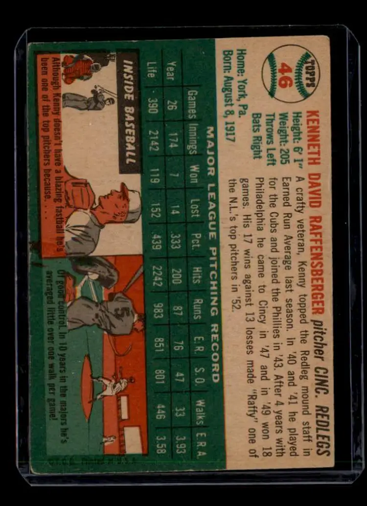 1954 Topps #46 Ken Raffensberger - (pk-tl1) - Cincinnati Redlegs