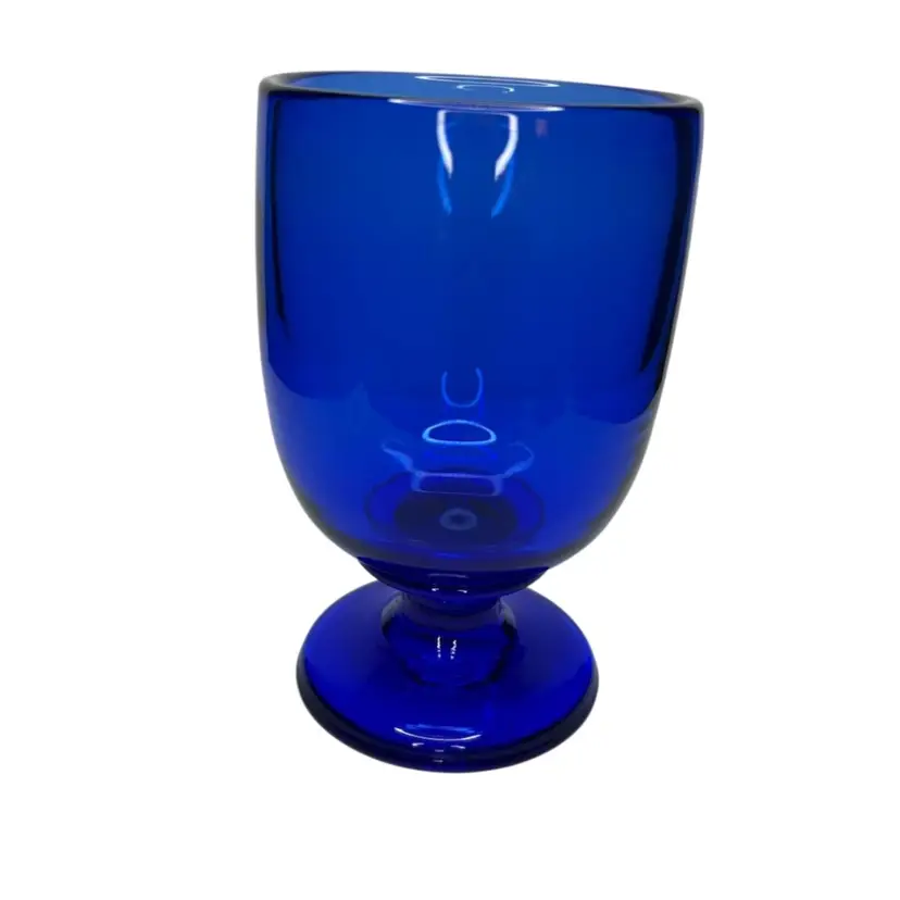 6 1/2x 4 Cobalt Blue Goblet Hand blown Smooth Pontil