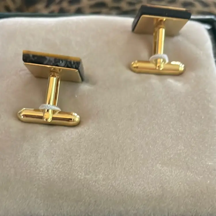 L’AIGLON Vintage Cufflinks Obsidian & Tigers Eye