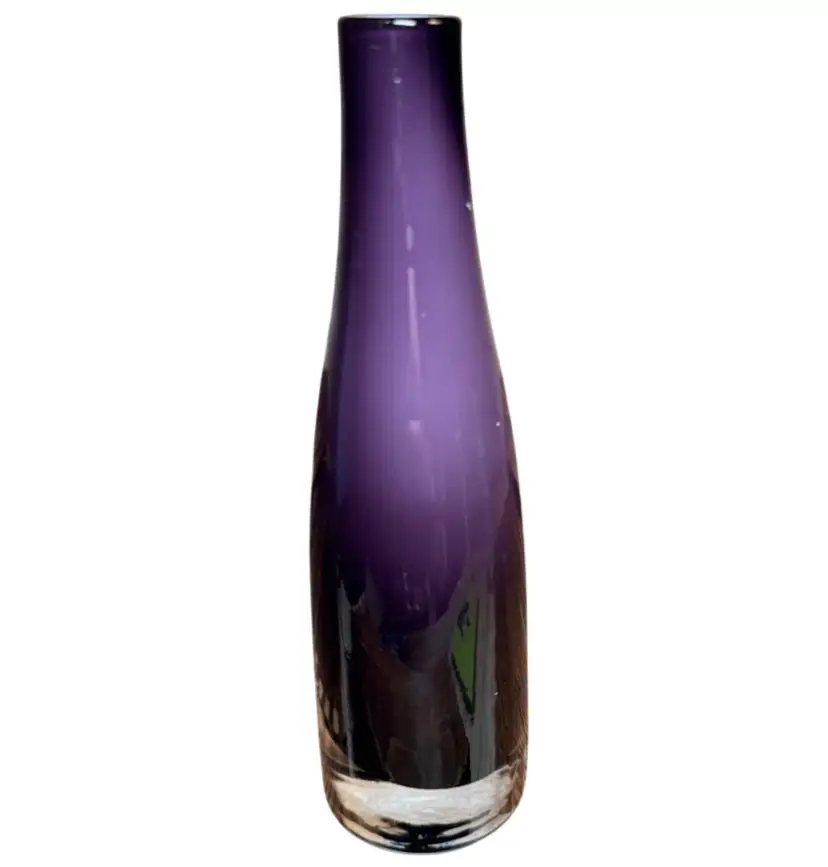 Purple Amethyst Color Glass Heavy Vase 7 And 1/4” Tall