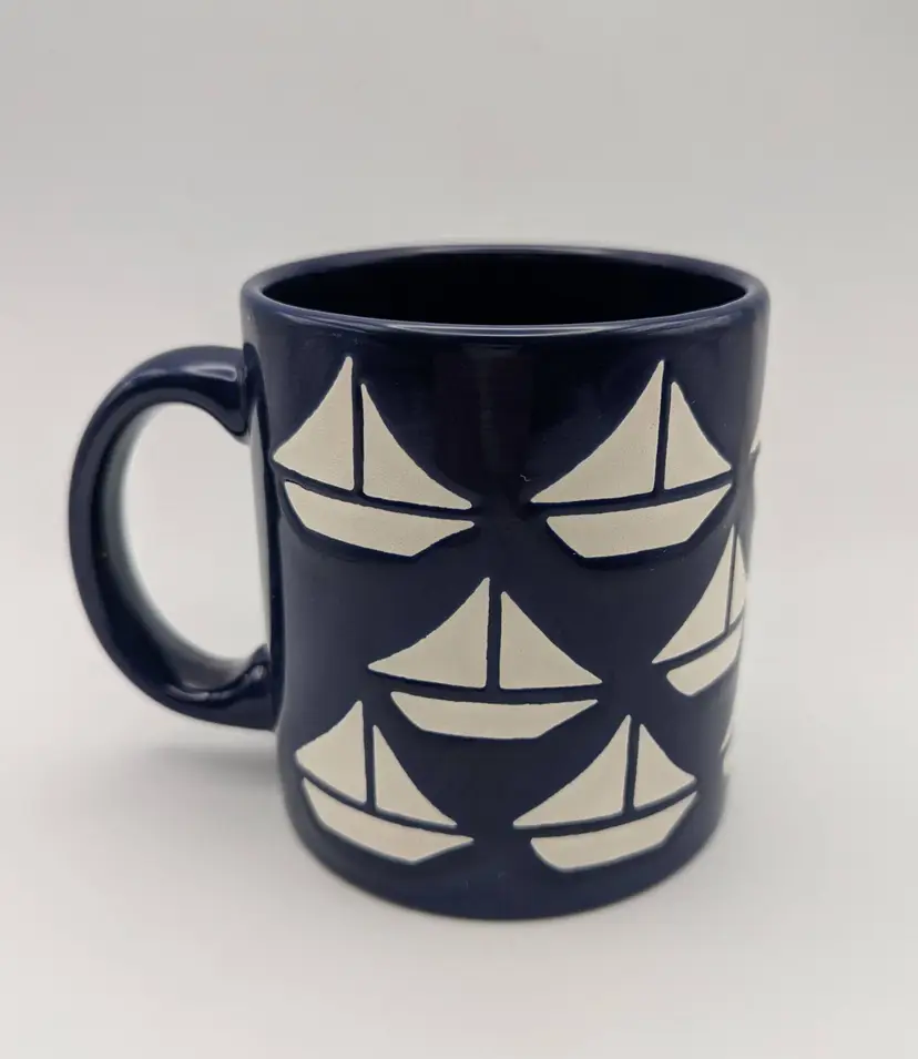 Waechtersbach Dark Blue and White Sailboats Mug W Germany