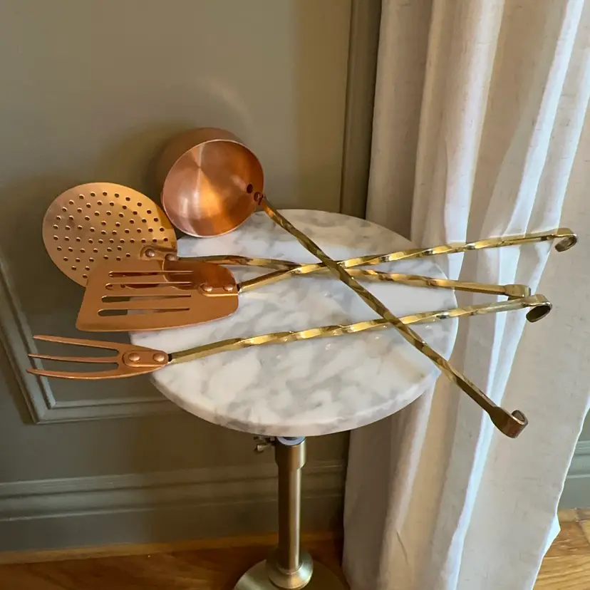 🔔 Vintage 4 Piece Copper And Brass Kitchen Utensil Set