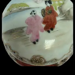 Kyoto Satsuma Moriage Circa 1868-1890-Japanese Porcelain Powder Bowl/Ring Bowl Meiji Period Marked On Bottom