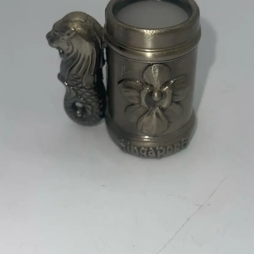 Silvertone Toothpick Holder Singapore 2 Inches