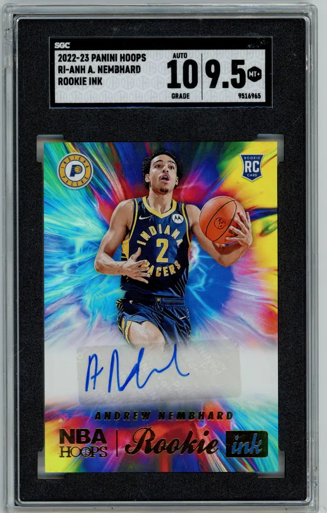 2022-23 Panini Hoops ANDREW NEMBHARD RC Rookie Auto #RI-ANH PACERS SGC 9.5 MT+