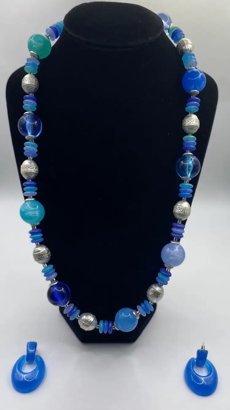 Mixed Bead Necklace and Matching Earring Set