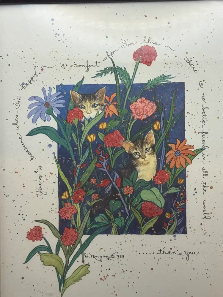 Vintage D. Morgan Framed Art - Folk Art 8” X 11”