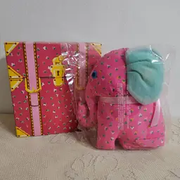 Vintage Avon Ella Elephant Pink Floral Stuffed Animal 7 Inch Shelf Sitter Toy