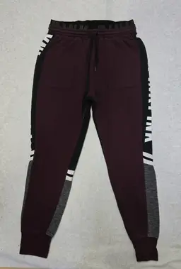 Victoria's Secret PINK Skinny Pant Jogger Womens M Maroon w/Wide Logo Strip