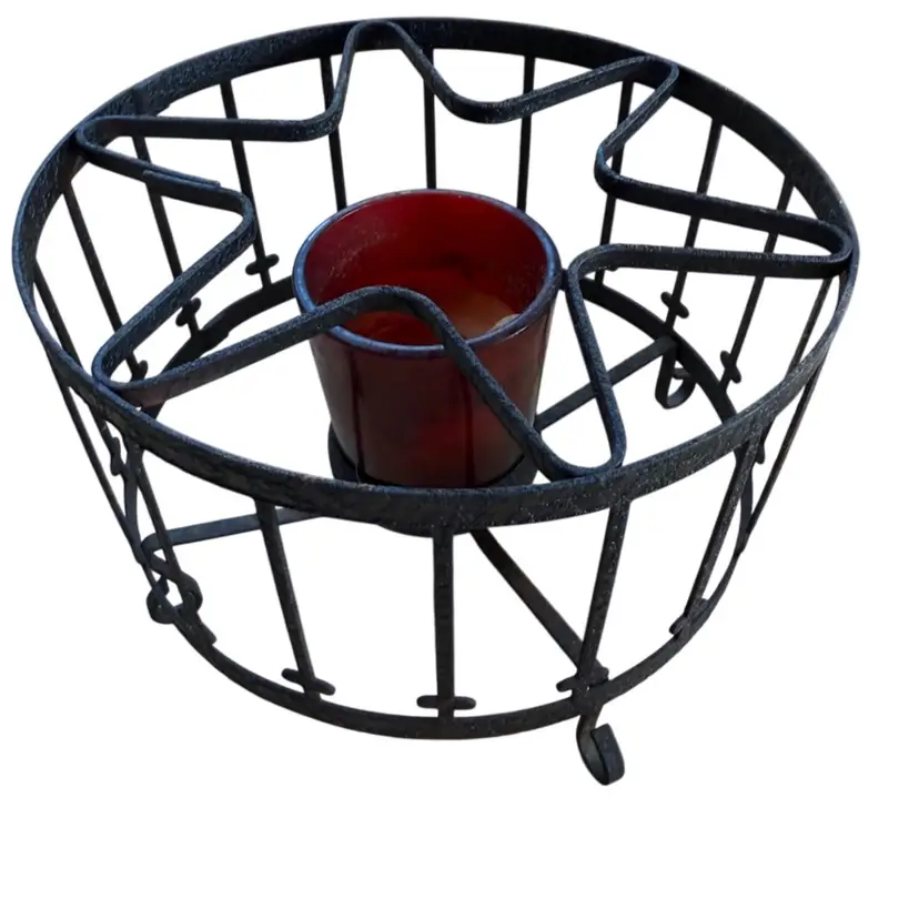 Mid-century iron decorative votive holder