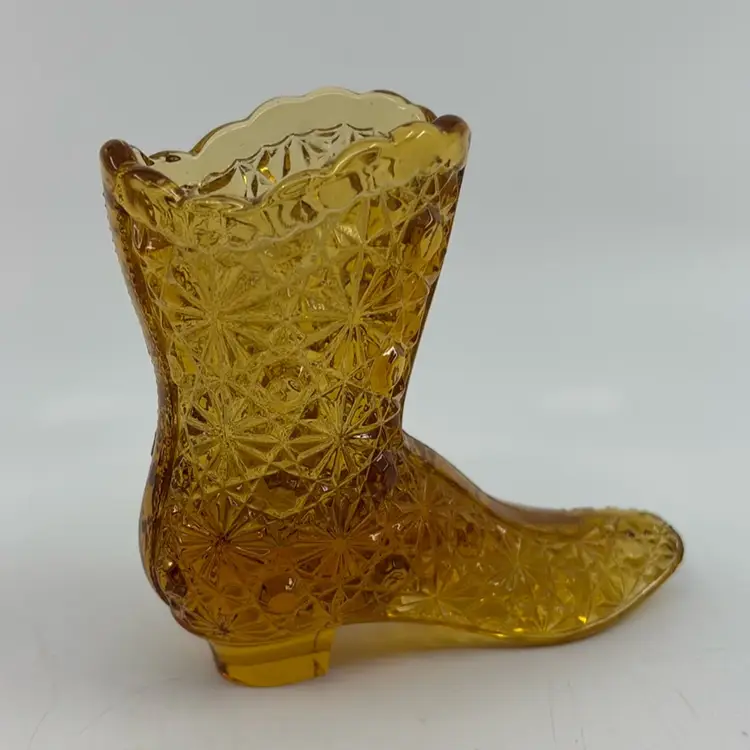 LE Smith Amber Daisy Button Boot Vase 4”