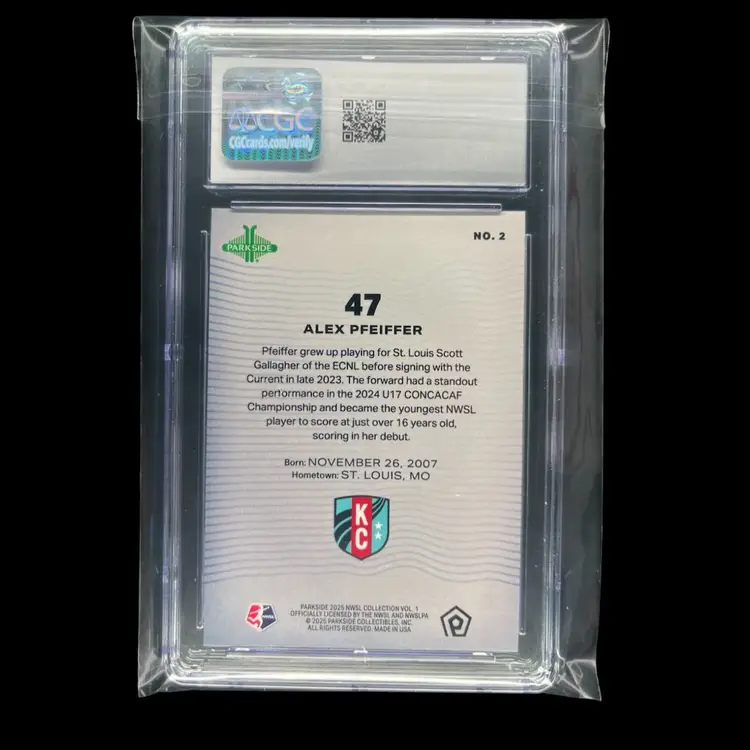 Alex Pfeiffer 2025 Parkside NWSL Golazo /10 CGC 10 Soccer Card