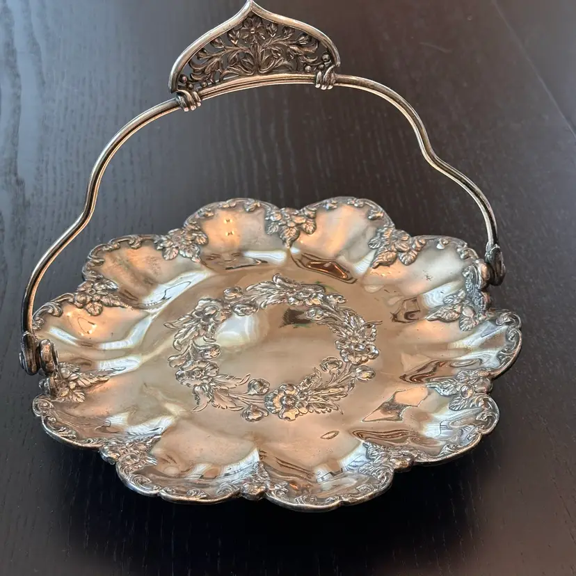 Antique Simpson, Hall, Miller & Co. Quadruple Silver-Plated Bride's Basket #1312