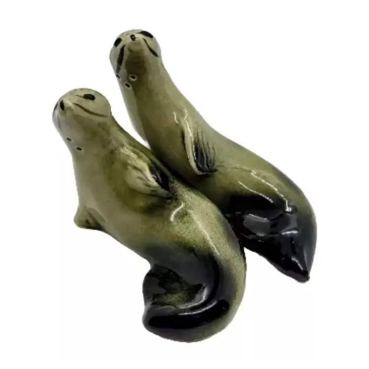 Vintage 1950 Lipper & Mann Seal Salt and Pepper Shakers MCM