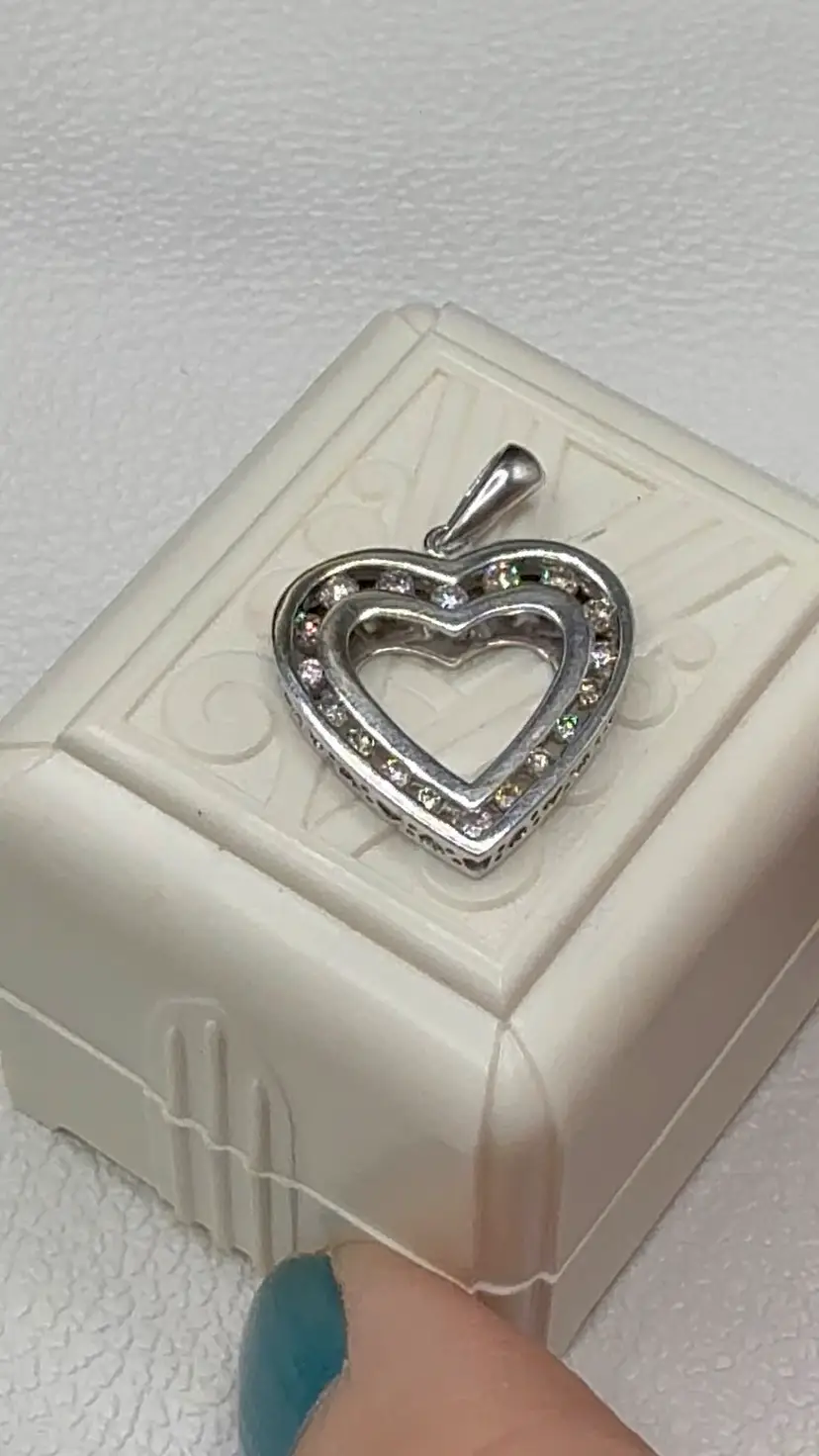 10k White Gold Diamond “I Love You” Heart Pendant