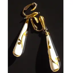 Vintage Monet Enamel Tear Drop Clip On Earrings - Signed