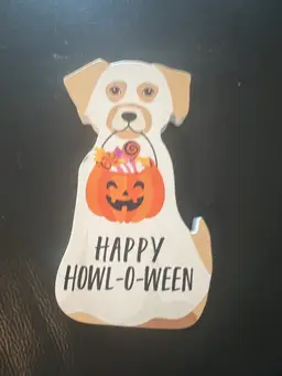 Fall Clearance! USA Made Dog With Jack O Lantern, Stands Up.