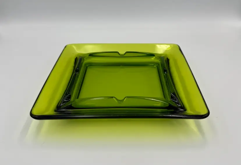 Vintage Viking Glass Avocado Green Ashtray