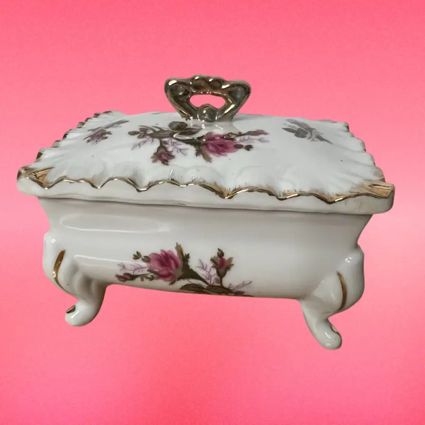 Vintage Made In Japan Trinket Dish With Roses