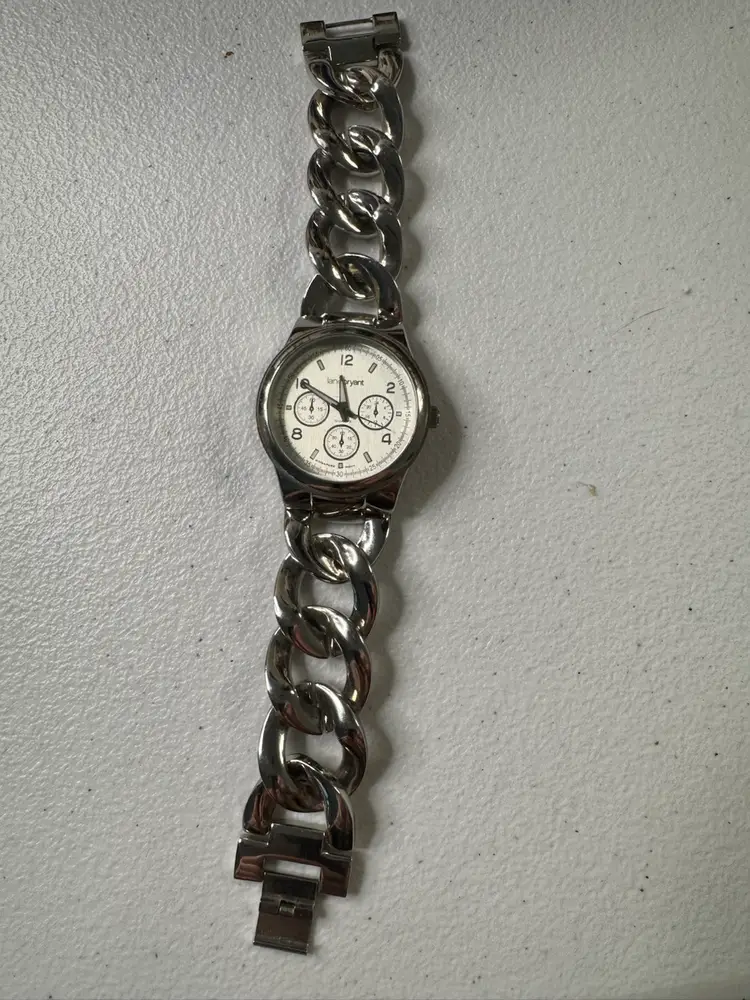 Lane Bryant Silvertone Link Bracelet Watch - New Battery - Working 7 1/2