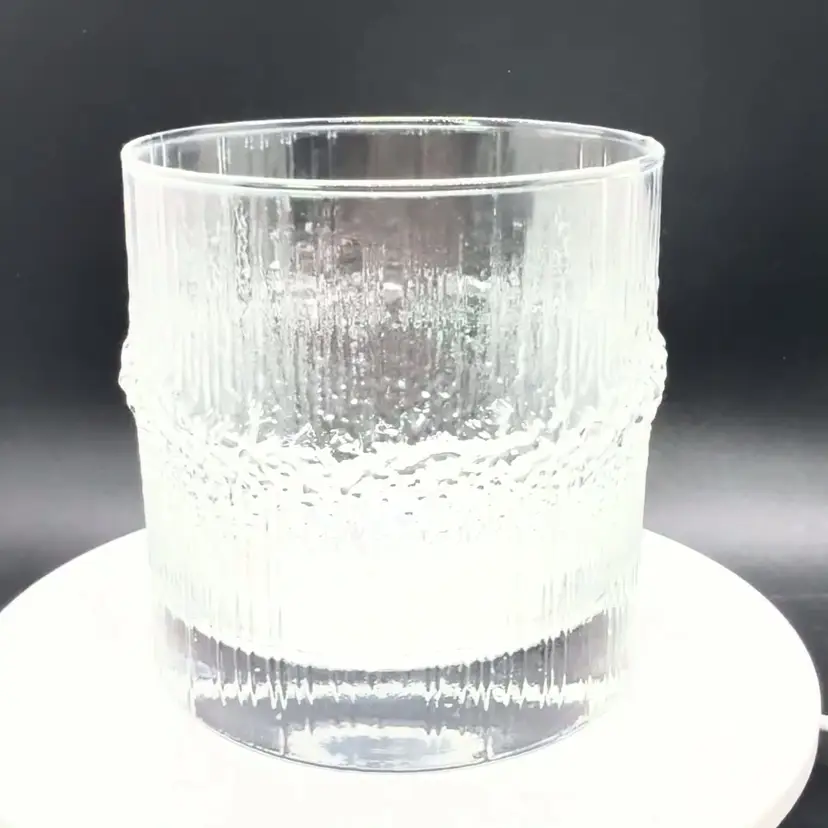 Vintage Iittala Niva Crystal Double Old Fashioned Glasses Set 3 MCM Icicle 1970s