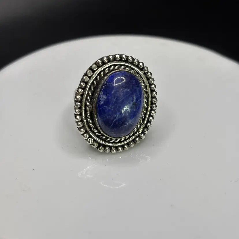 Lapis Costume Jewelry Statement Cocktail Ring Sz 6