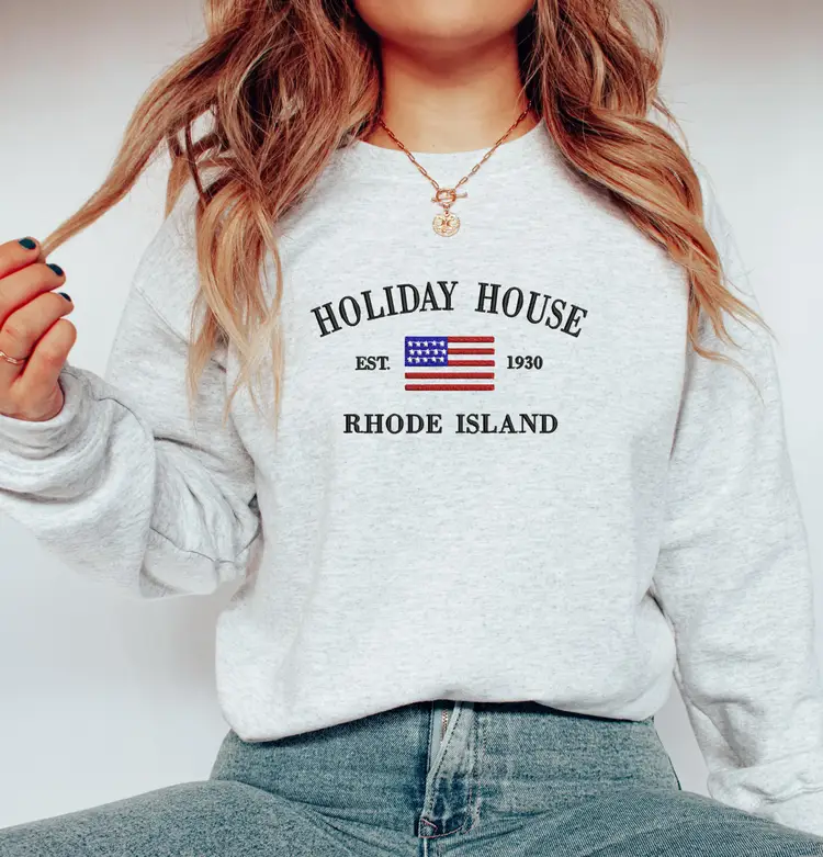Embroidered Holiday House Sweatshirt | Rhode Island Crewneck | Swiftie Gift
