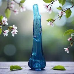 Vintage Peacock Blue Swung Glass Vase Made in Taiwan Retro Decorative Glass Mid Century 11” Tall