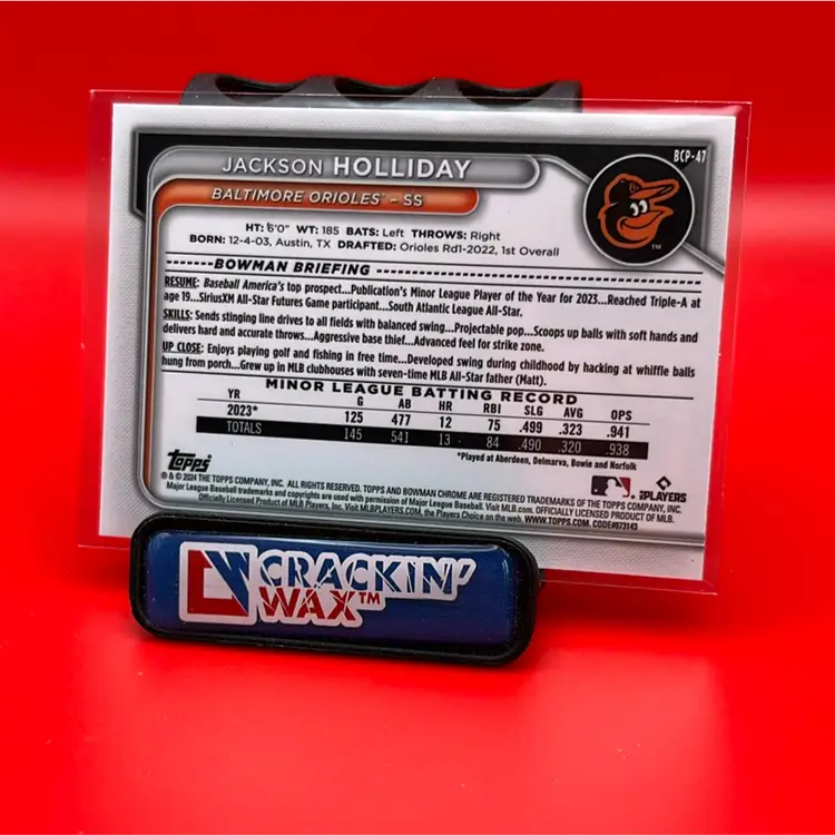 Jackson Holliday 2024 Bowman Sapphire Edition BCP-47 Baltimore Orioles