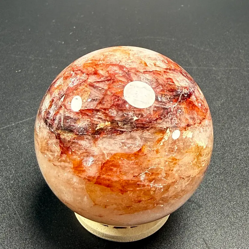 Natural Fire Quartz Sphere Rainbows Stone Orb Crystal Healing 55mm 232g