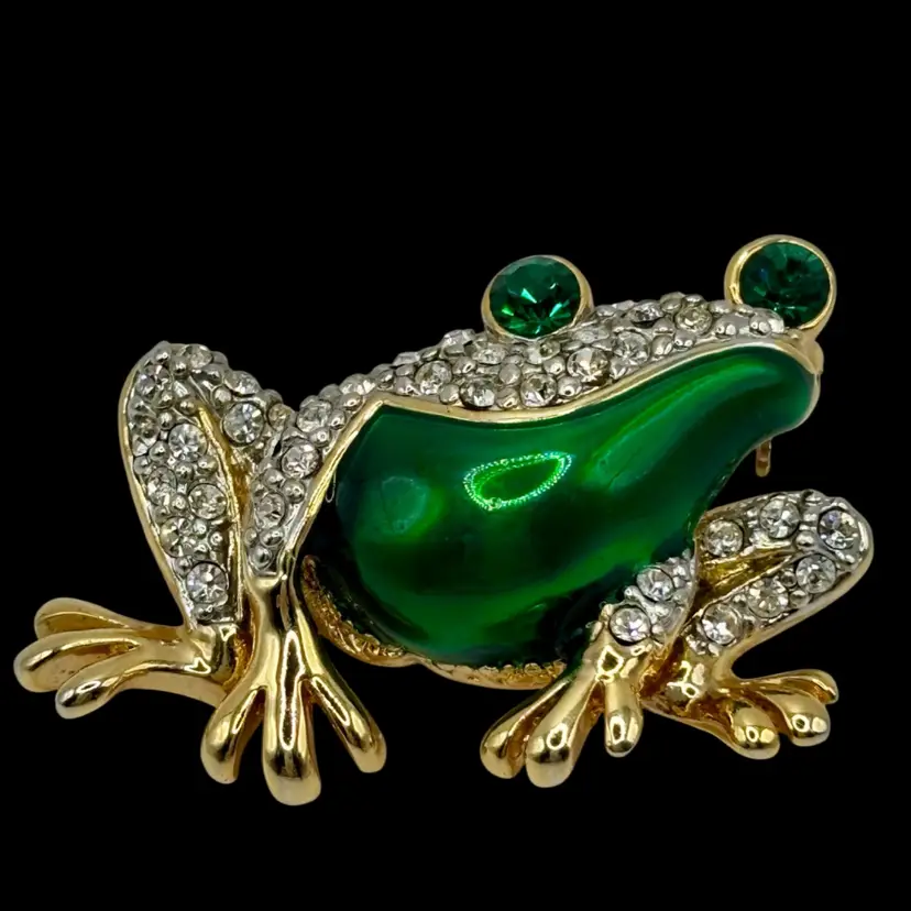 Vintage “1990’s” Green & Gold Frog Broach From “The Christina Collection”