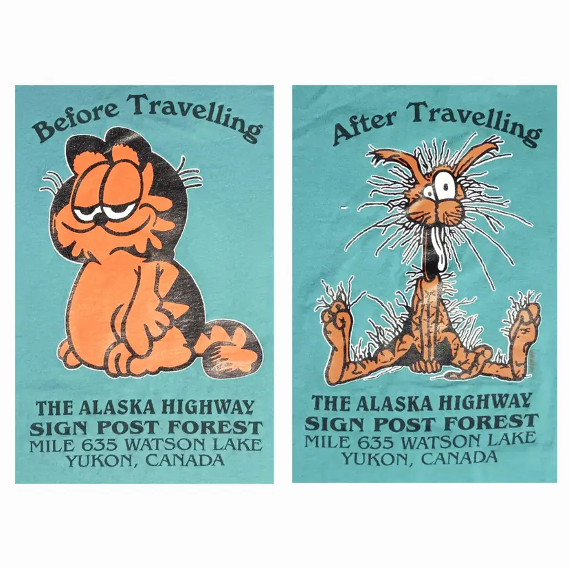 vintage single stitch Garfield t-shirt Ice Road Truckers Alaska Turquoise Green