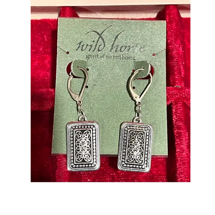 Wild Horse Silver-tone Dangle Earrings
