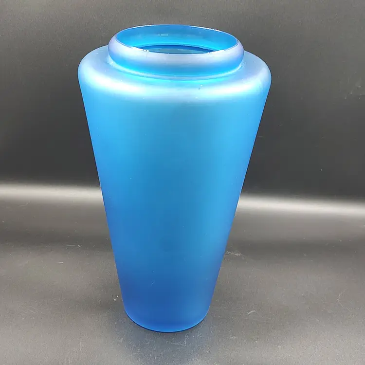 Vtg Laura Italy Frosted Blue Art Glass Vase