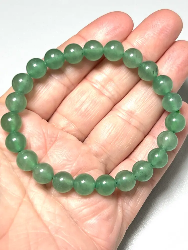 Green Aventurine 8mm Beads.  7” Stretch Bracelet Jewelry