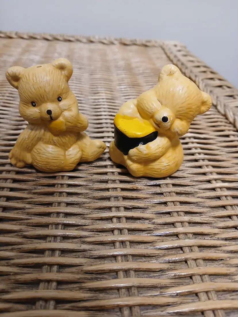 Adorable Honey Eating Bear Salt and Pepper Shakers