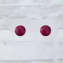 Vintage Clip On Earrings 0.25" Classy Retro Dark Red Circle