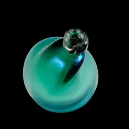 Iridescent Green Art Glass Deflated Balloon Sculpture, Hollow Hand Blown Art Glass Iridescent Green Blue Abstract Form Paperweight, Handmade Art Glass Pear Shaped Paperweight