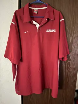 Nike Alabama Crimson Tide Polo Shirt Mens XL Red White Dri Fit Golf NCAA