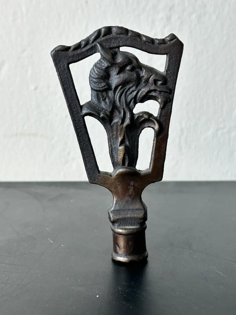 Vtg Iron Metal Goat Lamp Finial Lamp Topper Goat Decor Cast Iron