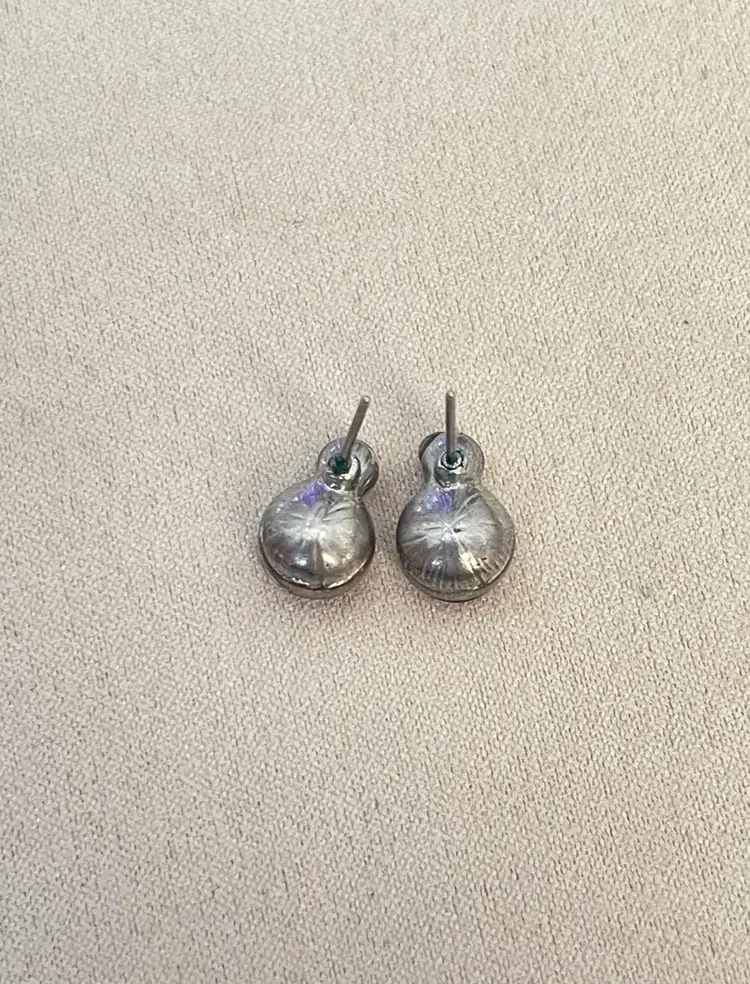 Purple Round Crystal Pierced Stud Earrings