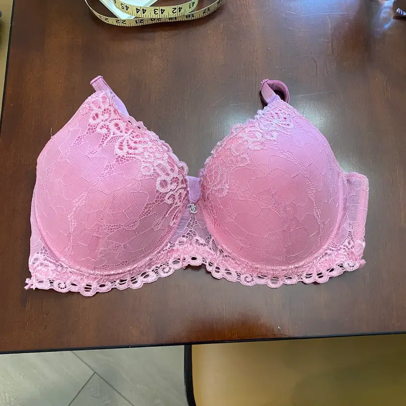 Juicy Couture Womens Padded Push Up Bra 42D Bubblegum  Pink Lace Underwire