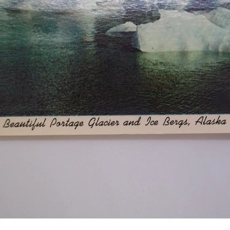 Vintage Alaska Joe Original Postcard Beautiful Portage Glacier and Ice Bergs Alaska Posted