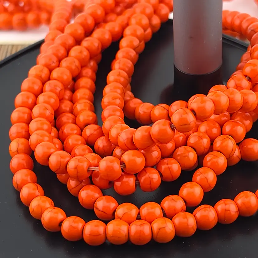 70pcs Orange 6MM Howlite Beads #CC113