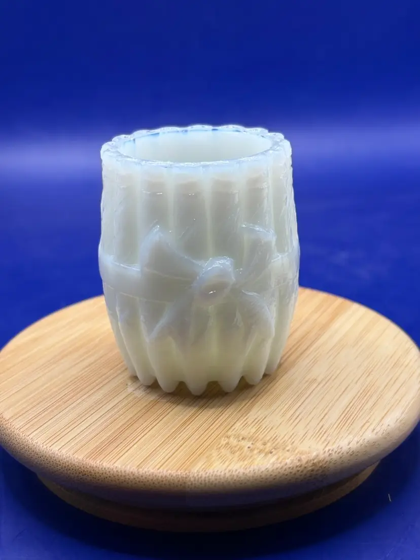 Bundled Cigar With Bow Knot Milk Glass Toothpick Holder Eagle Glass & Manufacturing Co