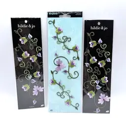 Simplicity Hildie & Jo Iron On Appliqué Floral Vines Purple Green Set Of 3 NEW
