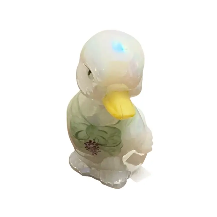 Fenton Opal Iridescent Duck (Dipsy) HP By Jennifer Cunningham (1990-2001) 3 1/2” X 3”