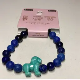 Blue Stone Stretch Bracelet With Track Your Lion - New