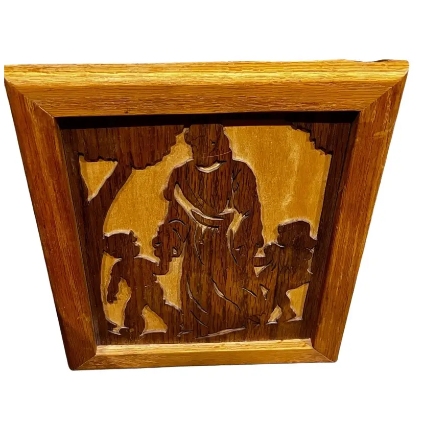 Vintage wood religious Lazer cut folk art wall in art Jesus
