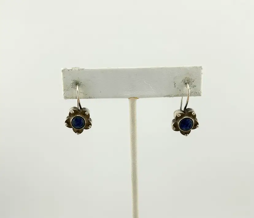 Vintage Sterling Silver Sodalite Pierced Earrings 1β